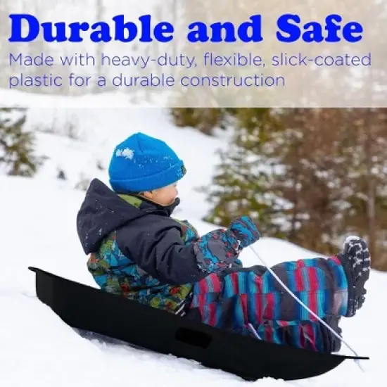 Slippery Racer Downhill Sprinter Flexible Kids Toddler Plastic Cold-Resistant Toboggan Snow Sled with Pull Rope and Handles -35 Inch- (2 Pack) image {6}