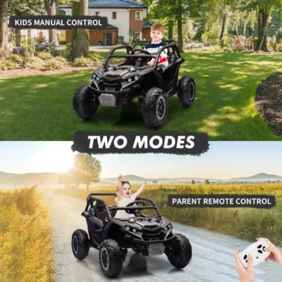 2 Seater Ride On UTV, Kids Electric Ride On Car,  24V Powered Riding Toy UTV, Off-Road UTV Toy with Remote Control, LED Lights, Music for Toddlers 3+ image {5}