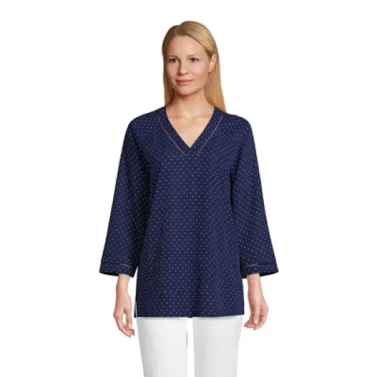 Lands' End Women's Rayon 3/4 Sleeve V Neck Tunic Top image {3}