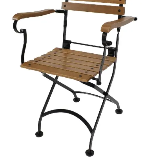 Sunnydaze Indoor/Outdoor Patio or Dining Essential Chestnut Wooden Folding Bistro Arm Chair - Brown - 2pk image {2}