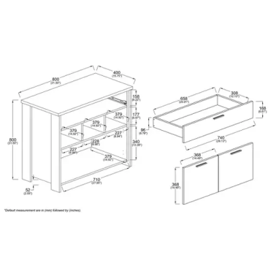 Ranger Two-Tone and Wood 1 Drawer Sideboard Buffet Rustic Brown/Gray - Baxton Studio image {5}