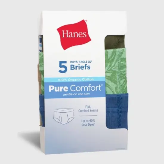Hanes Boys' 5pk Pure Briefs - Colors May Vary image {1}