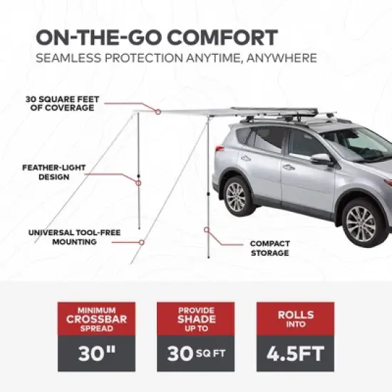 Yakima SlimShady 4.5 Foot Lightweight Roof Mounted Awning with included SKS Lock, Easy to Pitch, and Super Simple Attachment System image {1}