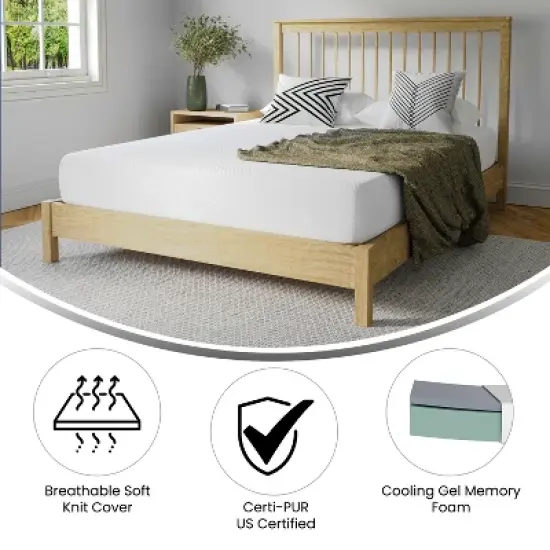 Flash Furniture Jasmine Charcoal & Green Tea Cooling Gel Memory Foam 8 Inch CertiPUR-US, Supportive Pressure Relief, Mattress in a Box image {5}