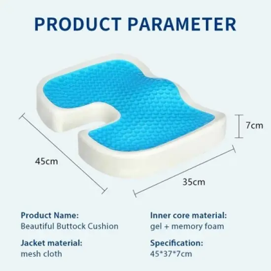 Swtroom Non-Slip Memory Foam Coccyx Pad, Relief Pain Sitting Office Chair for Long Time, Car Seat, Airplane, Gaming Chair Cushions Pad image {3}