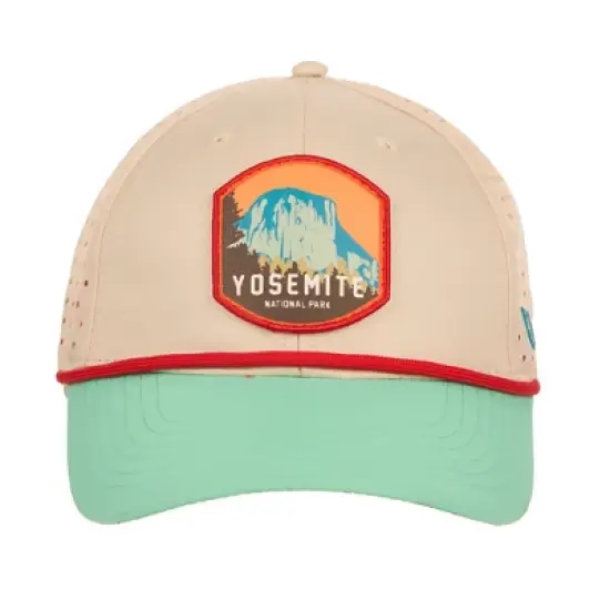 Yosemite National Park Cream and Teal 6-Panel Unstructured Hat image {1}