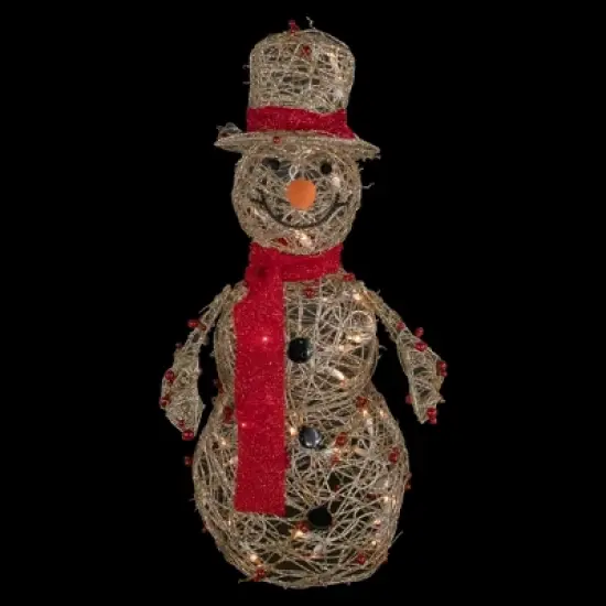 Northlight Lighted Glittered Snowman and Berries Outdoor Christmas Decoration - 28" image {2}