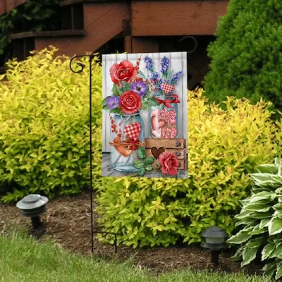 Briarwood Lane Garden Flag 12x18 For Outdoor Love Filled Mason Jars Valentine's Day For Valentine's Garden Flag Flags For Outside image {3}