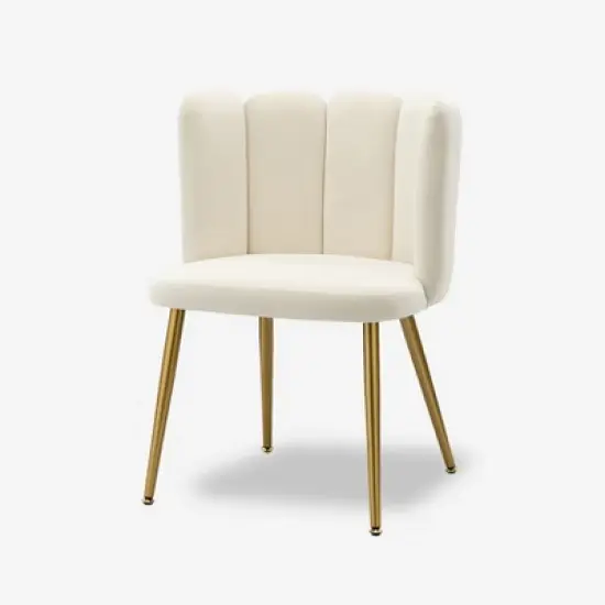 Barbara Contemparary Velvet Vanity Stool for Makeup Room, Moden Accent Side Chairs for Living Room with Shell Back and Golden Metal Legs | ARTFUL LIVING DESIGN image {12}