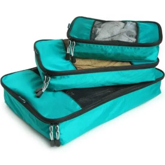 TravelWise Nylon Luggage Organization Packing Cubes, Teal, 3 Sizes image {3}