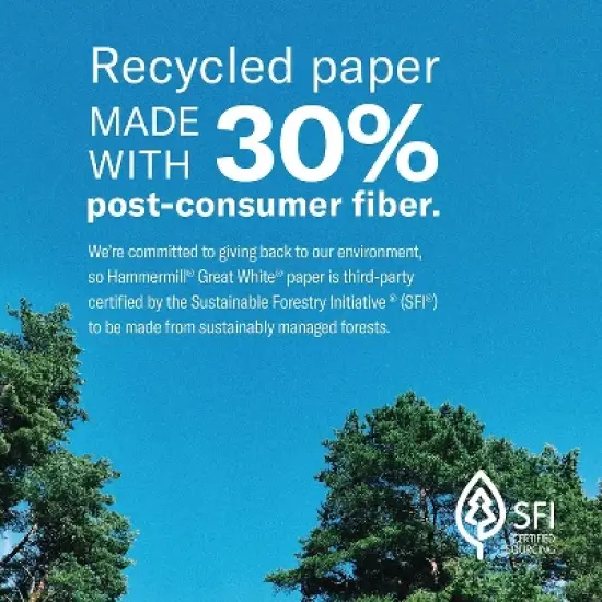 Hammermill Great White Recycled Copy Paper 92 Brightness 20lb 8-1/2 x 14 500 Shts/Ream 86704 image {5}