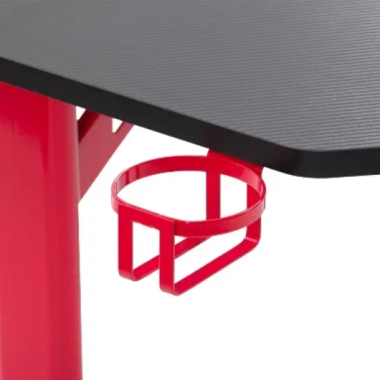 Conqueror Gaming Desk with Led Lights Black and Red - CorLiving image {6}