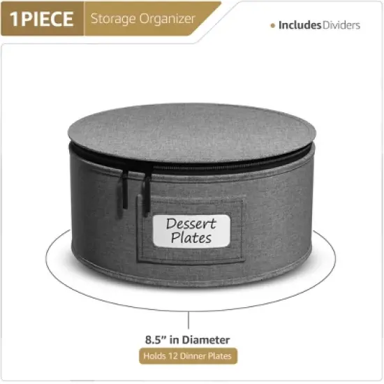 Sorbus China Storage Containers &ndash; Dinnerware Organizer for Salad Plates with Lid (Holds Service for 12) with Felt Protectors &ndash; 8.5 x 5.5 image {2}