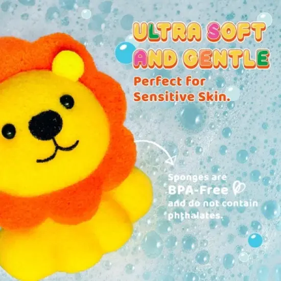 Spongentle Baby Bath Sponge Set - Animal Kingdom - 3 pk image {4}