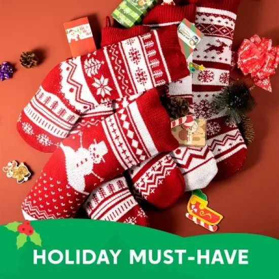 Joyfy 6 Pcs 18" Christmas Stockings, Large Rustic Yarn Xmas Knit Stockings for Christmas Party Holiday Decoration Tree Present Holders image {3}