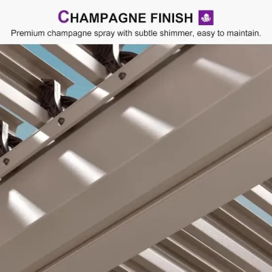 PURPLE LEAF Louvered Pergola Aluminum Outdoor Hardtop Pergola with Adjustable Retractable Louvre Roof for Deck Garden Backyard image {5}