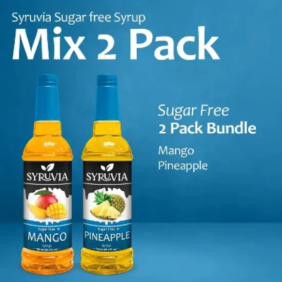 Syruvia Sugar Free Coffee Flavors Variety Pack: Mango & Pineapple 25.4 fl oz Syrup image {5}