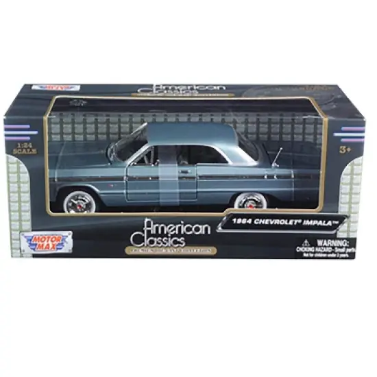 1964 Chevrolet Impala Blue 1/24 Diecast Model Car by Motormax image {2}
