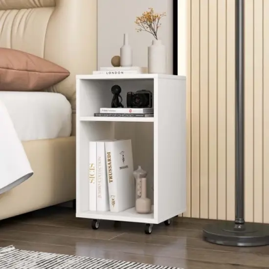 Costway Mobile File Cabinet Wooden Printer Stand Vertical Storage Organizer Home Office image {4}