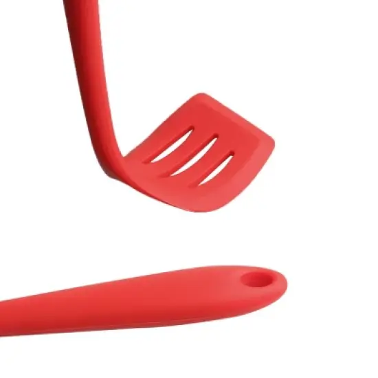 Unique Bargains Silicone Slotted Non Stick Heat Resistant Pancake Spatulas and Turners Red 1 Pc image {3}