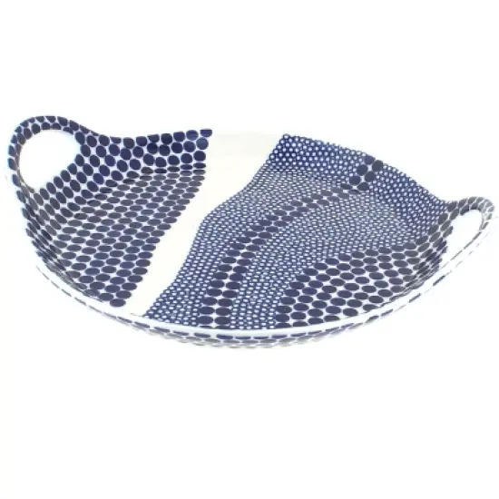 Blue Rose Polish Pottery 1333 Zaklady Round Serving Tray with Handles image {19}