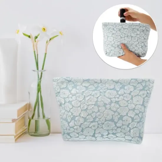 Unique Bargains Canvas Portable Bubble Cloud Zipper Makeup Bag 1 Pc image {6}