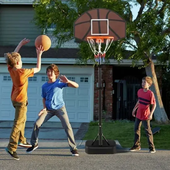 Costway Basketball Hoop 5.6-6.5 FT Height Adjustable for Kids with Shatterproof Backboard image {1}