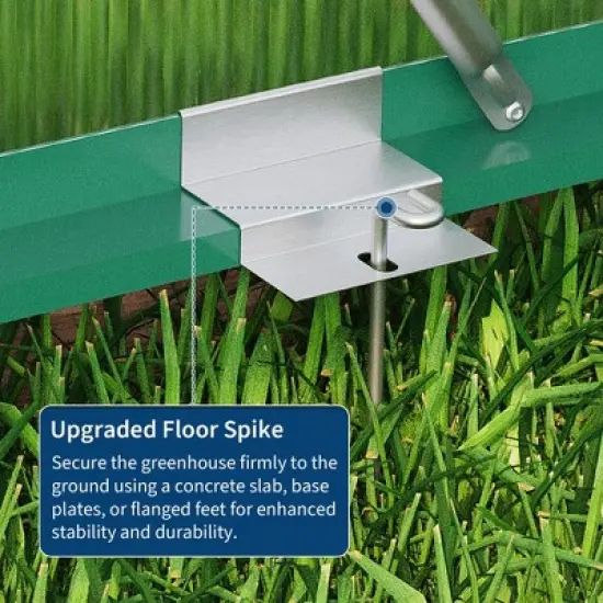 6x10 FT Aluminum Greenhouse with Roof Vent Ground Nails Lockable Push Door Large Walk-in Green House for Outside Garden Backyard Patio Lawn image {6}