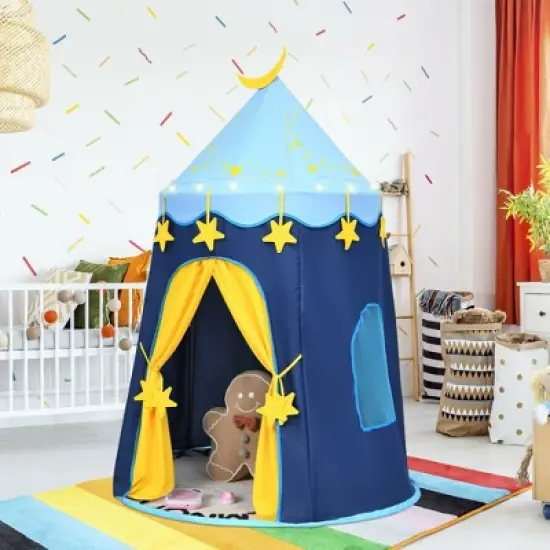 Costway Kids Foldable Pop Up Play Tent w/ Star Lights Carry Bag Indoor Outdoor image {3}