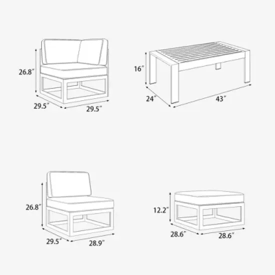 LayinSun 10-Piece Large Outdoor Modular L-Shaped Sectional Set with Coffee Table image {8}