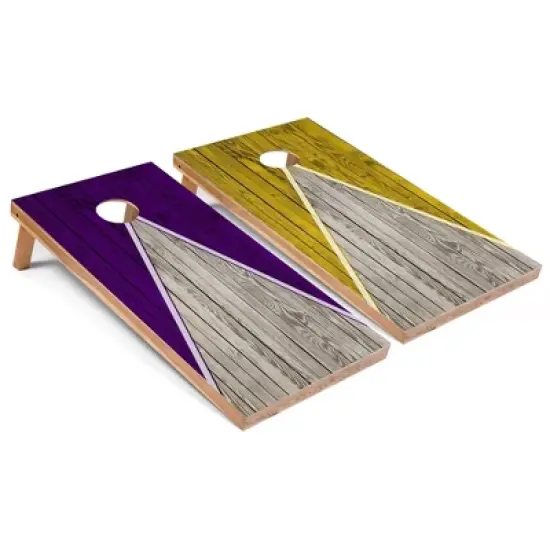Skip's Garage Purple and Yellow Pyramid Cornhole Board Set, Includes 2 Boards, 8 Bags image {6}