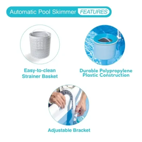 Intex 28000E Deluxe Wall-Mounted Swimming Pool Surface Automatic Skimmer with Removeable Skimmer Basket for 800+ GPH Pumps image {3}