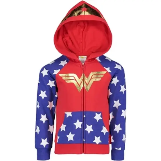 DC Comics Justice League Wonder Woman Girls French Terry Zip Up Costume Hoodie Toddler  image {9}