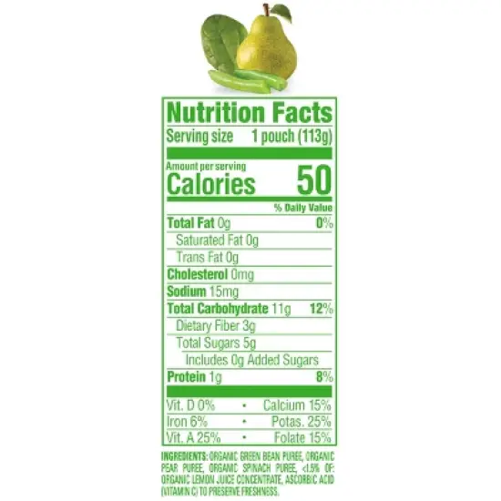 Happy Baby Organics Clearly Crafted Stage 2 Green Beans, Spinach & Pears - 4oz image {5}