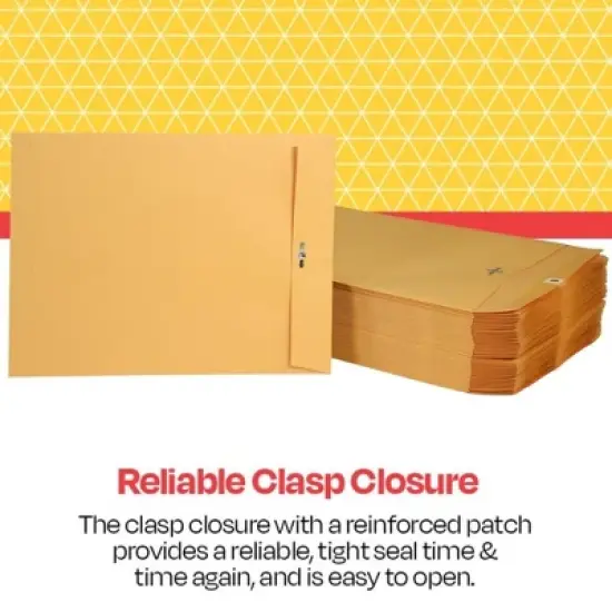 School Smart Kraft Envelopes with Clasp, 9-1/2 x 12-1/2 Inches, Pack of 100 image {2}