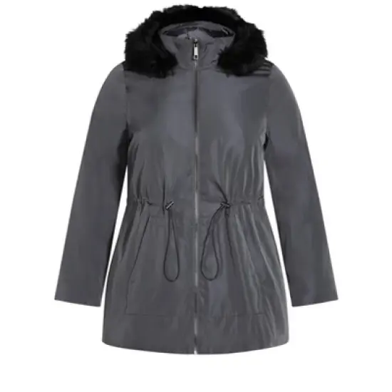 Women's Plus Size Faux Fur Lightweight Coat - grey | EVANS image {2}