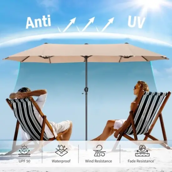 Captiva Designs 8Pc Outdoor Steel Rectangle Dining Table & Cushioned Metal Chairs & Market Umbrella image {12}