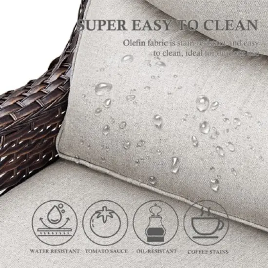 Belord Patio Furniture Set with 6-INCH Extra Thick Cushion, 5 Pieces Outdoor Patio Furniture Set with Swivel Chairs, Sofa Couch, and Firepit Table image {6}