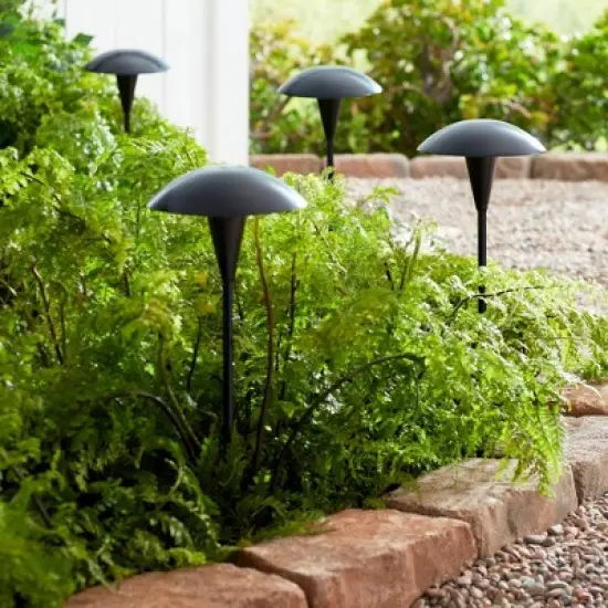 John Timberland Grant 18" High Black LED Mushroom Path Lights Set of 2 image {6}