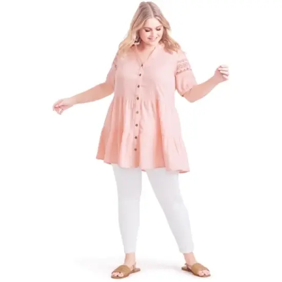 Women's Plus Size Samara Tiered Tunic - blush | AVEOLOGY image {3}