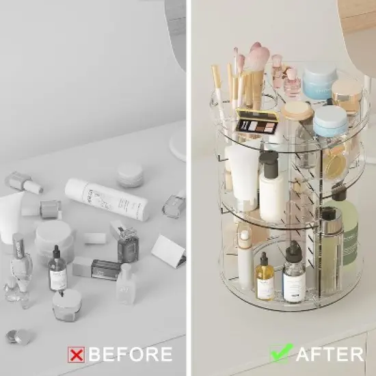 Maison 360 Rotating Makeup Organizer, DIY 8 Adjustable Layers Spinning Skincare Organizer image {3}