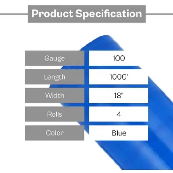 PSBM 4 Rolls 18" x 1000' Cast Packing Stretch Film Shrink Hand Wrap (100 Ga) Dark Blue image {3}