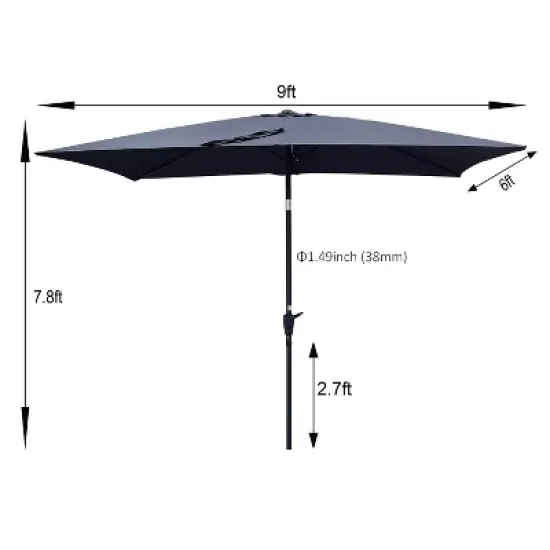 NicBex 9x6FT Patio Umbrella with Crank & Push Button Tilt,Outdoor Waterproof Market Umbrella,Patio Umbrella for Pool,Garden,Backyard image {1}