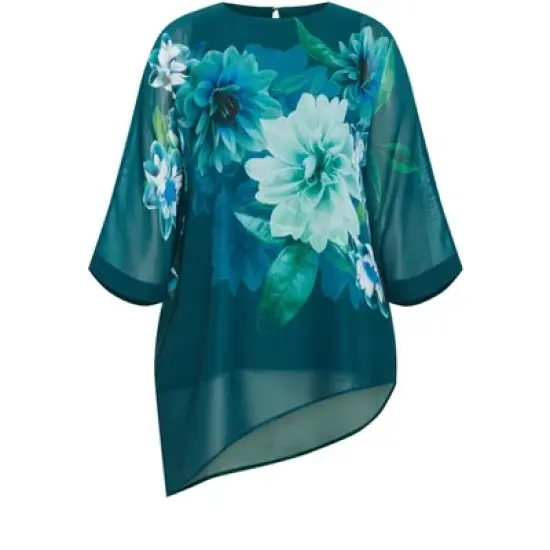 Women's Plus Size Violetta Top - teal floral | AVE STUDIO image {2}