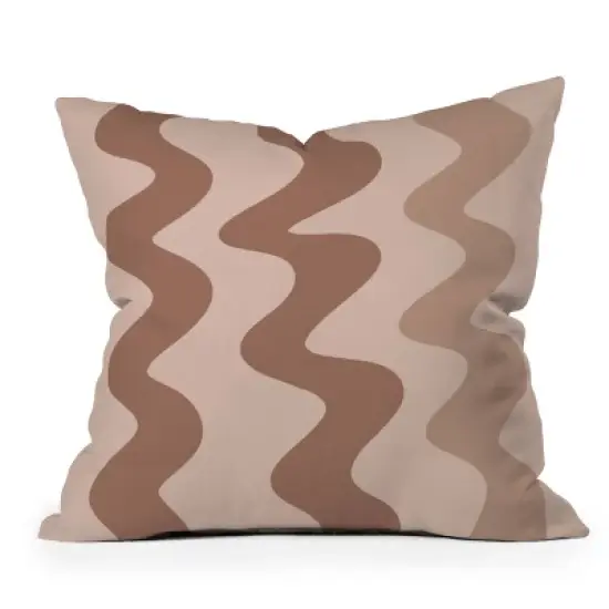 18"x18" Deny Designs Angela Minca Squiggly Lines Mocha Mousse Square Outdoor Throw Pillow Brown image {4}
