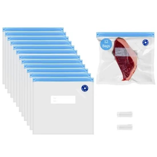 Basicwise Handheld Vacuum Sealer with Reusable Bags &ndash; Airtight Food Storage, Sous Vide, Fridge Prep & Kitchen Organization image {10}