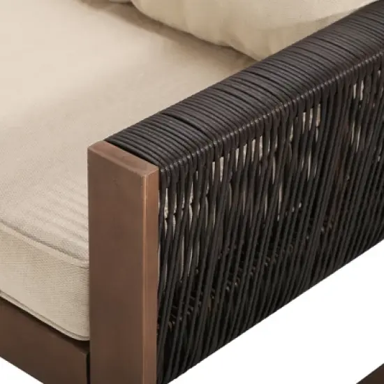 YARDSIGHT Durable Wooden Patio Sofa with Soft, Removable Cushions for Outdoor Living image {5}