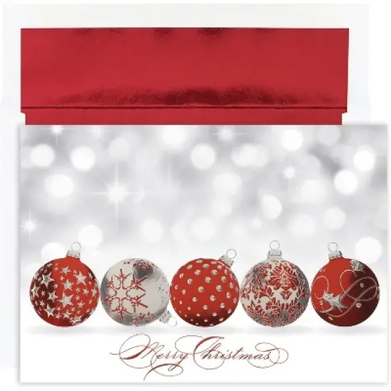 Masterpiece Holiday Collection 15-Count Christmas Cards with Foil Lined Envelopes, Sparkling Ornaments (849200) image {1}