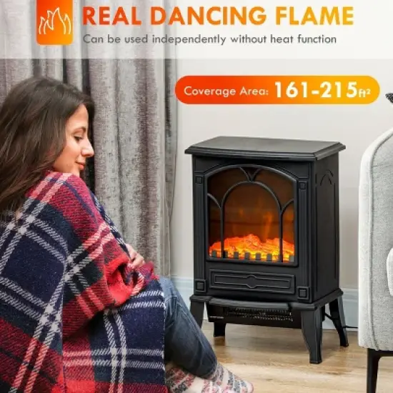 SEVOBAL Fireplace Insert Heater Mantel 3D Flame Fireplace Stove Bottom Air Outlet Fire Place Panoramic Fire Place Heater, Black, 16.9"*12.2"*21.7" image {3}