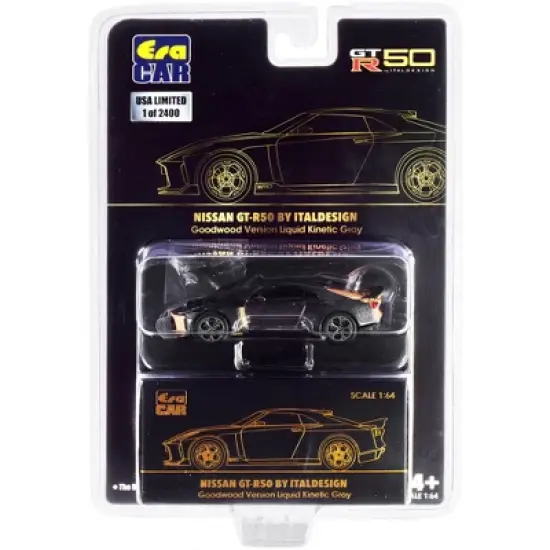 Nissan GT-R50 by Italdesign Liquid Kinetic Gray Metallic & Gold Goodwood Version Ltd Ed to 2400 pcs 1/64 Diecast Car by Era Car image {2}